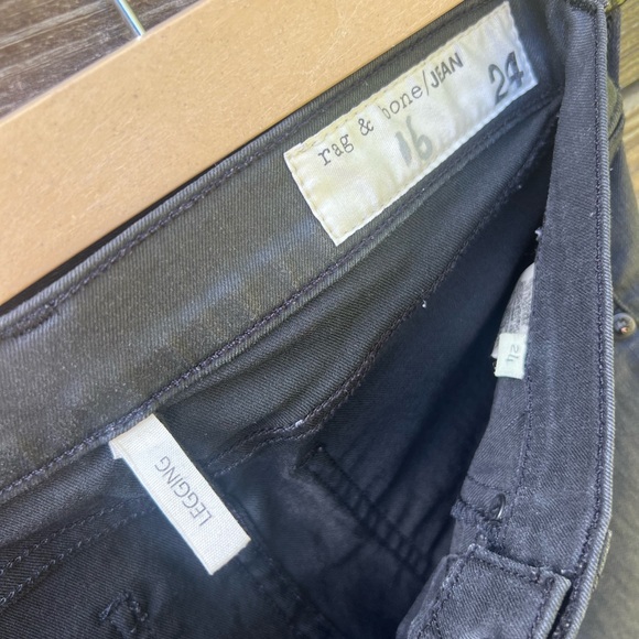 Rag & Bone Edgy Black Chic Skinny Jeans Coated Low Rise 24R - Picture 8 of 12